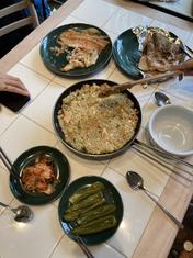 oven baked salmon and shrimp fried rice