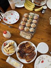 freshly baked blueberry muffins for breakfast