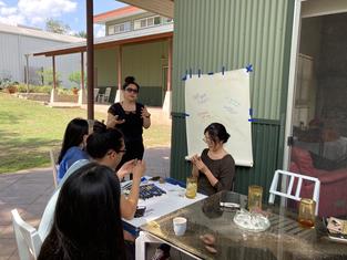 Workshop led by Joelle: Joelle explaining the prompt for sound making